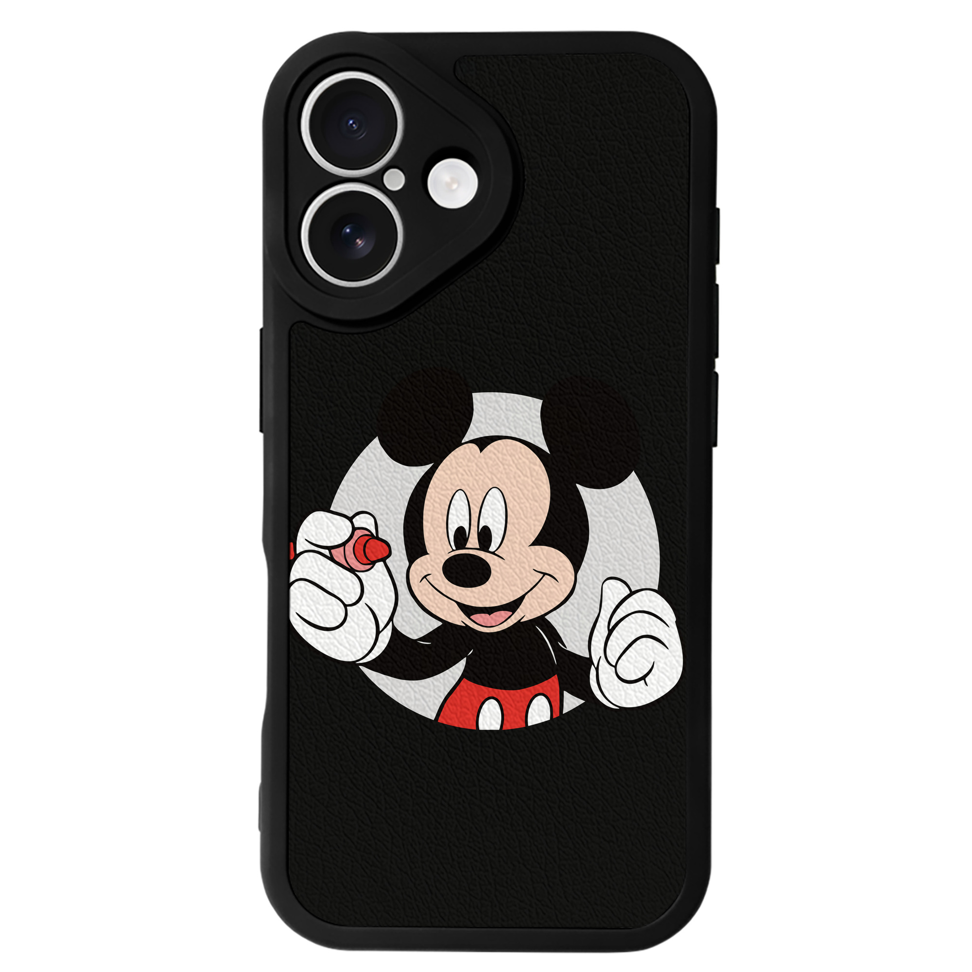 （画像用） ミッキーマウス Mickey Mouse 【iPhone 16シリーズ対応】シリコンスマホケース（レザー調） 材質：シリコン